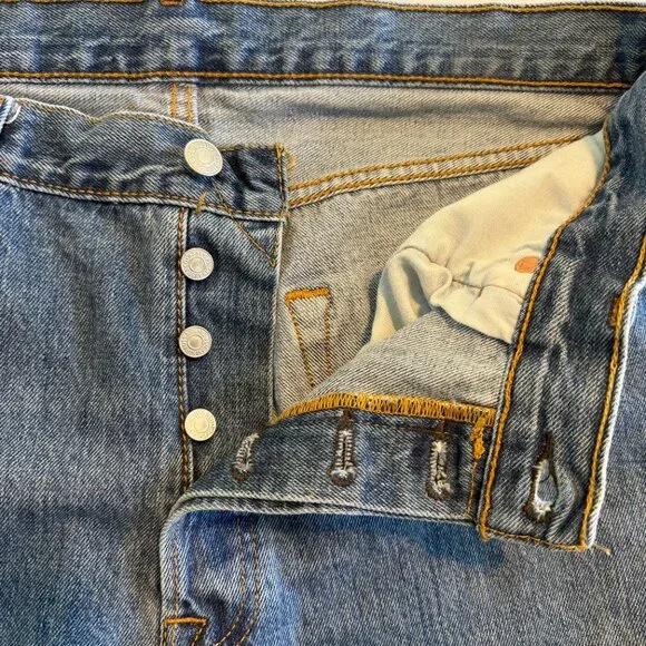 Vintage 90s LEVIS 501 Straight Leg Button Fly Denim Blue Jeans 36 x 32 - Picture 4 of 15